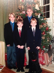 My four boys, Christmas Eve, when we lived in Chicago, 2002